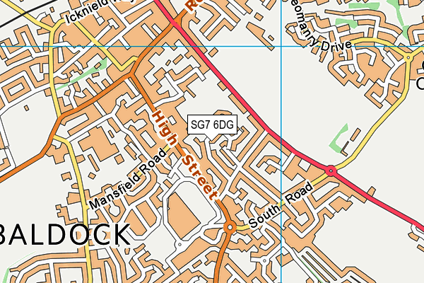 SG7 6DG map - OS VectorMap District (Ordnance Survey)