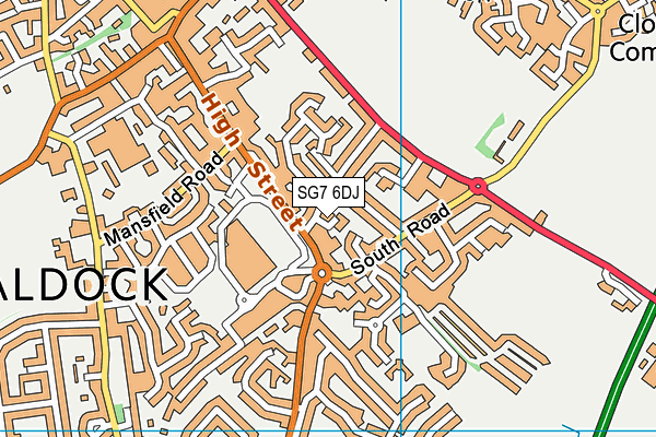 SG7 6DJ map - OS VectorMap District (Ordnance Survey)