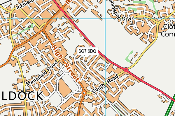 SG7 6DQ map - OS VectorMap District (Ordnance Survey)