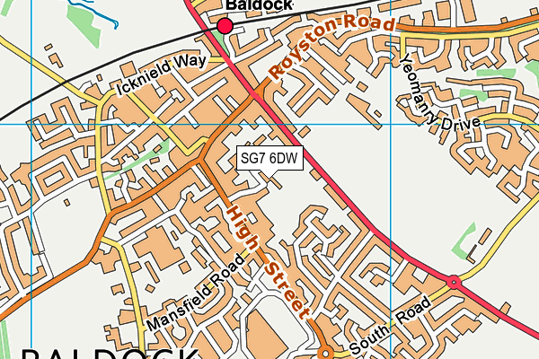 SG7 6DW map - OS VectorMap District (Ordnance Survey)