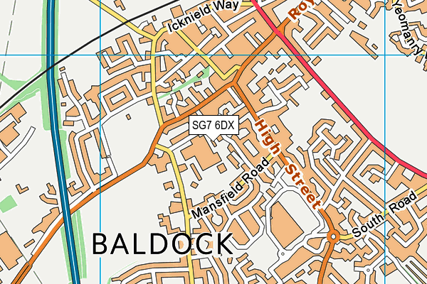 SG7 6DX map - OS VectorMap District (Ordnance Survey)