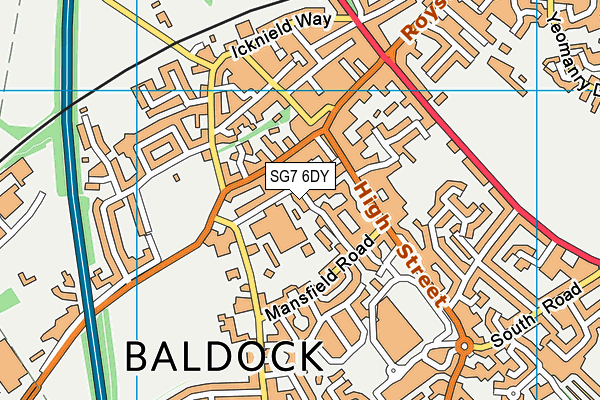 SG7 6DY map - OS VectorMap District (Ordnance Survey)