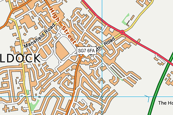 SG7 6FA map - OS VectorMap District (Ordnance Survey)
