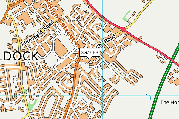 SG7 6FB map - OS VectorMap District (Ordnance Survey)