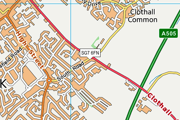 SG7 6FN map - OS VectorMap District (Ordnance Survey)