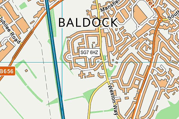 SG7 6HZ map - OS VectorMap District (Ordnance Survey)