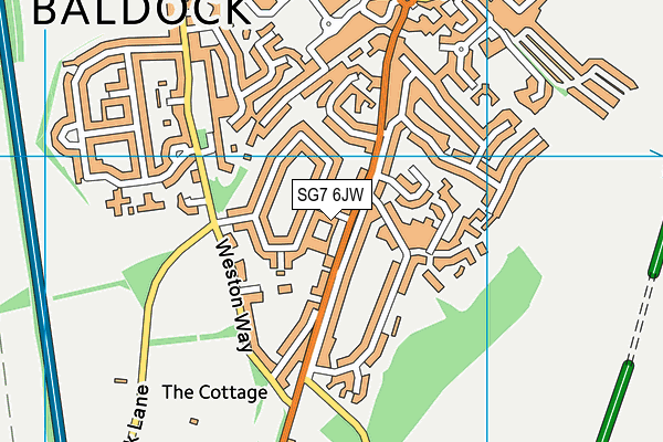 SG7 6JW map - OS VectorMap District (Ordnance Survey)