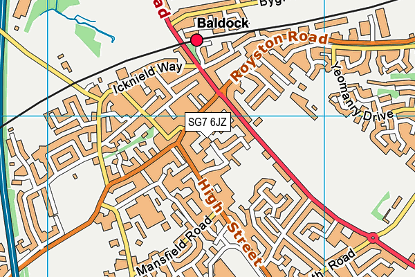 SG7 6JZ map - OS VectorMap District (Ordnance Survey)