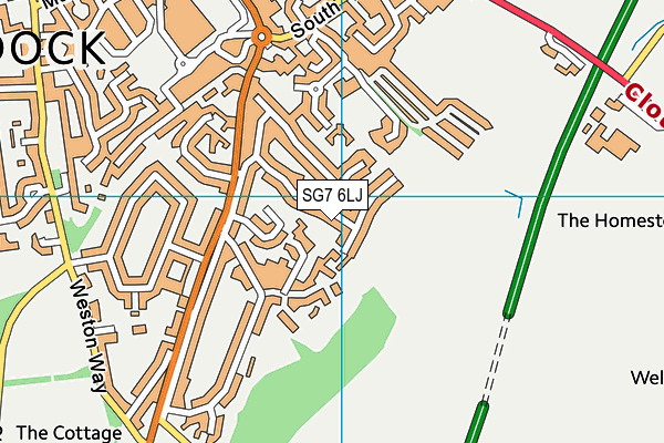 SG7 6LJ map - OS VectorMap District (Ordnance Survey)