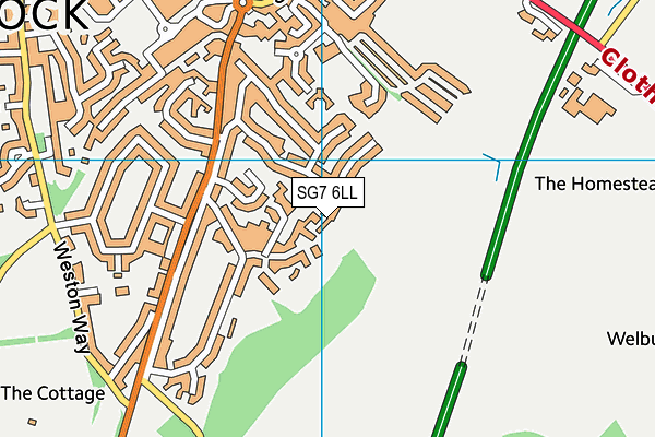 SG7 6LL map - OS VectorMap District (Ordnance Survey)