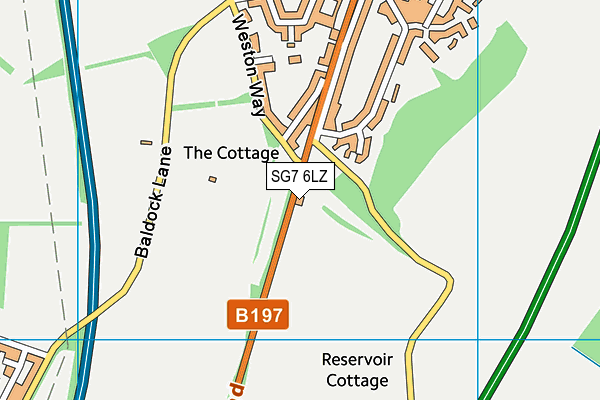 SG7 6LZ map - OS VectorMap District (Ordnance Survey)