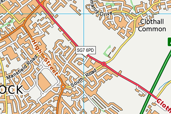 SG7 6PD map - OS VectorMap District (Ordnance Survey)