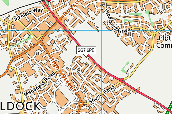 Bakers Close Playing Field map (SG7 6PE) - OS VectorMap District (Ordnance Survey)