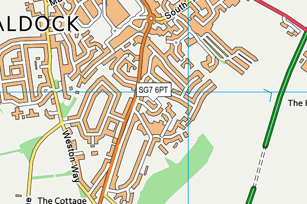 SG7 6PT map - OS VectorMap District (Ordnance Survey)