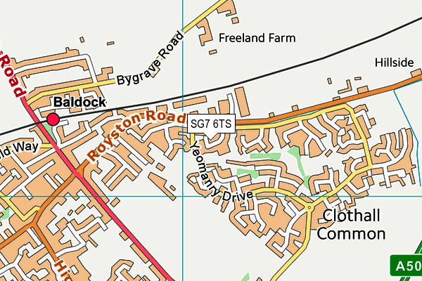 SG7 6TS map - OS VectorMap District (Ordnance Survey)