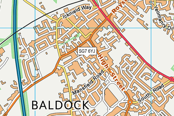 SG7 6YJ map - OS VectorMap District (Ordnance Survey)