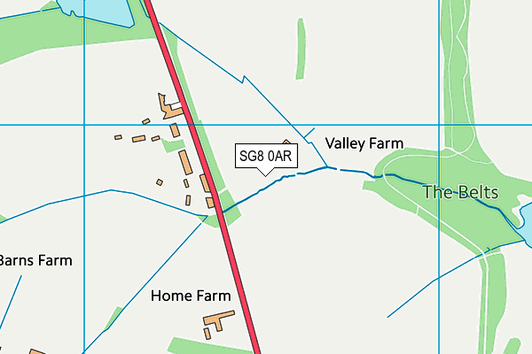 SG8 0AR map - OS VectorMap District (Ordnance Survey)