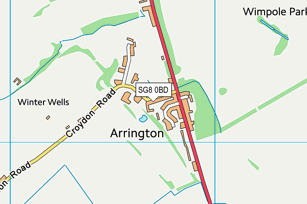 SG8 0BD map - OS VectorMap District (Ordnance Survey)