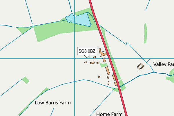 SG8 0BZ map - OS VectorMap District (Ordnance Survey)
