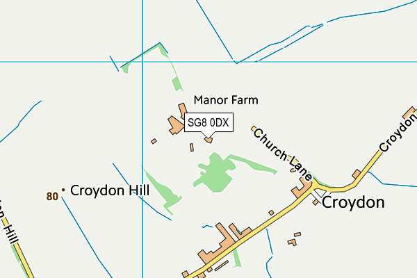 SG8 0DX map - OS VectorMap District (Ordnance Survey)