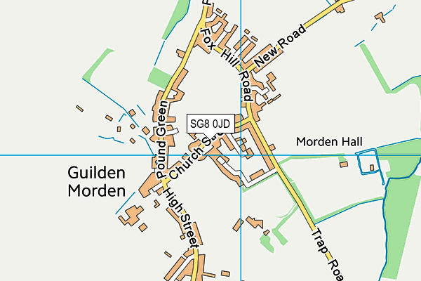 SG8 0JD map - OS VectorMap District (Ordnance Survey)