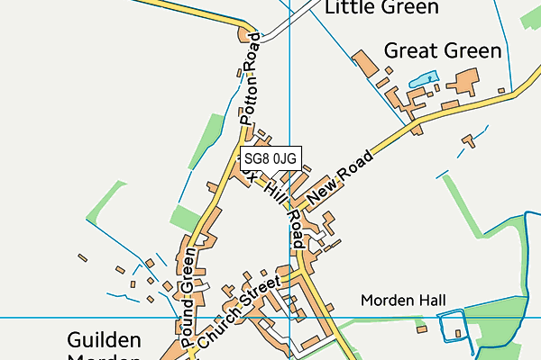 SG8 0JG map - OS VectorMap District (Ordnance Survey)