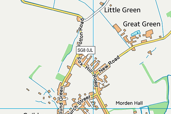 SG8 0JL map - OS VectorMap District (Ordnance Survey)