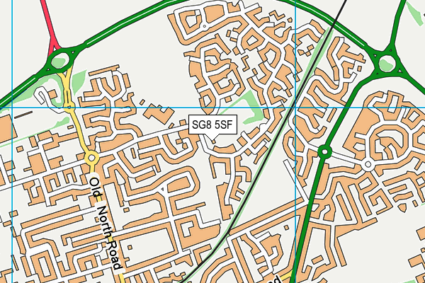 SG8 5SF map - OS VectorMap District (Ordnance Survey)