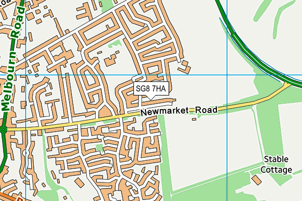 Newmarket Road Playing Fields map (SG8 7HA) - OS VectorMap District (Ordnance Survey)
