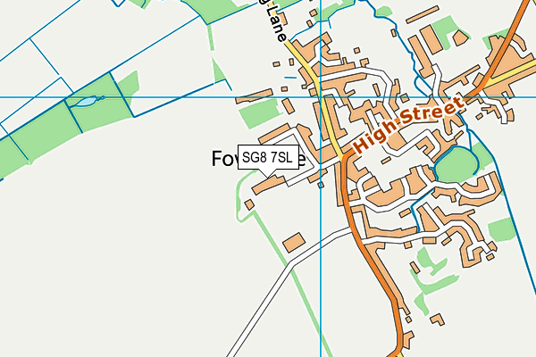 Fowlmere Primary School map (SG8 7SL) - OS VectorMap District (Ordnance Survey)