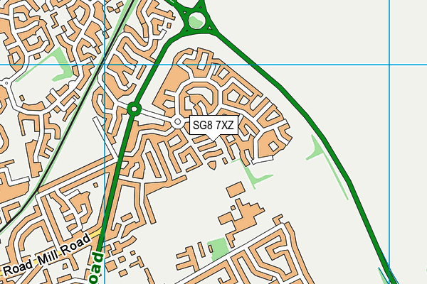 SG8 7XZ map - OS VectorMap District (Ordnance Survey)