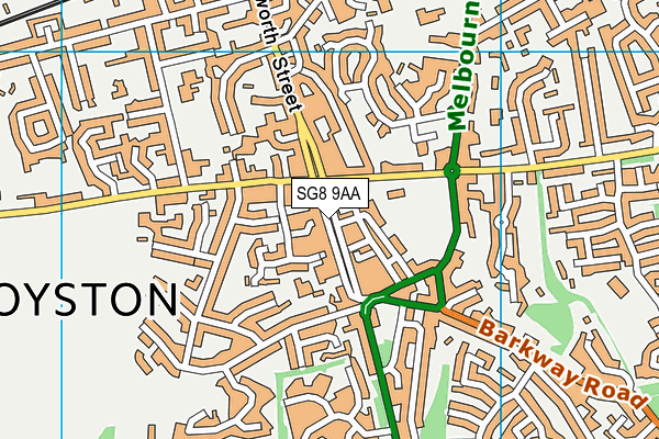 SG8 9AA map - OS VectorMap District (Ordnance Survey)