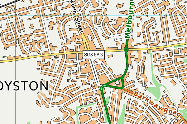 SG8 9AG map - OS VectorMap District (Ordnance Survey)