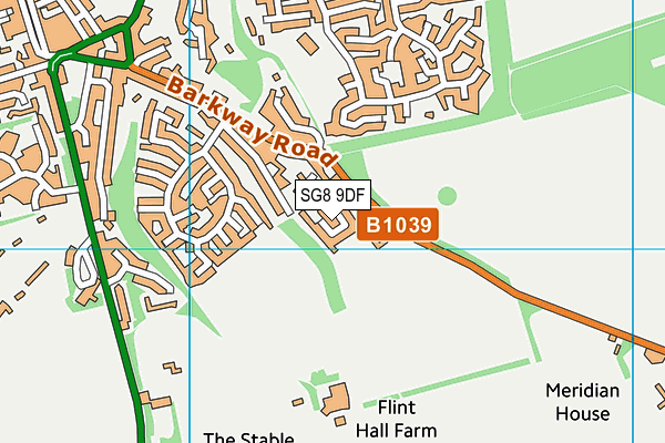 SG8 9DF map - OS VectorMap District (Ordnance Survey)