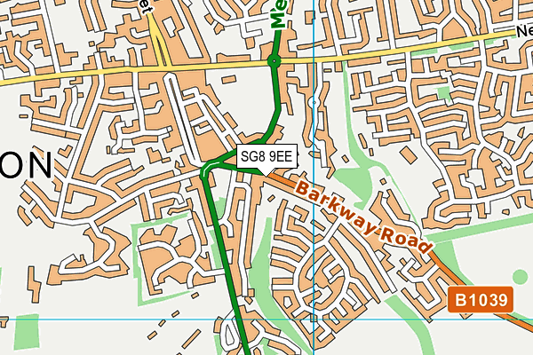 SG8 9EE map - OS VectorMap District (Ordnance Survey)