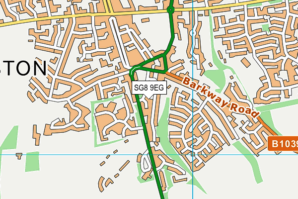 SG8 9EG map - OS VectorMap District (Ordnance Survey)