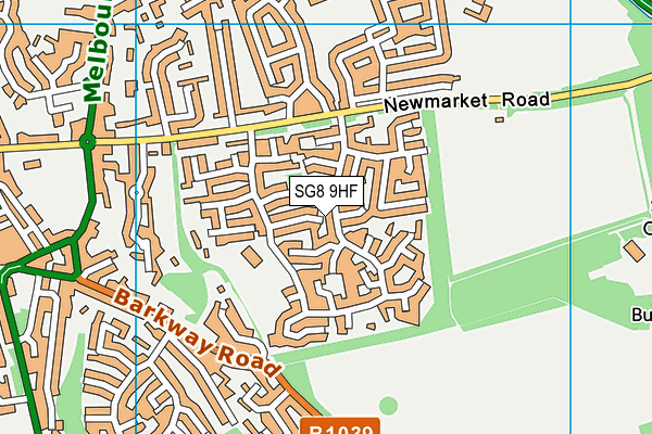 SG8 9HF map - OS VectorMap District (Ordnance Survey)