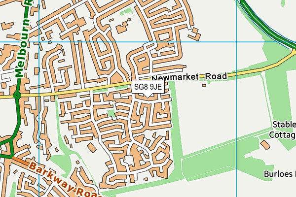 SG8 9JE map - OS VectorMap District (Ordnance Survey)