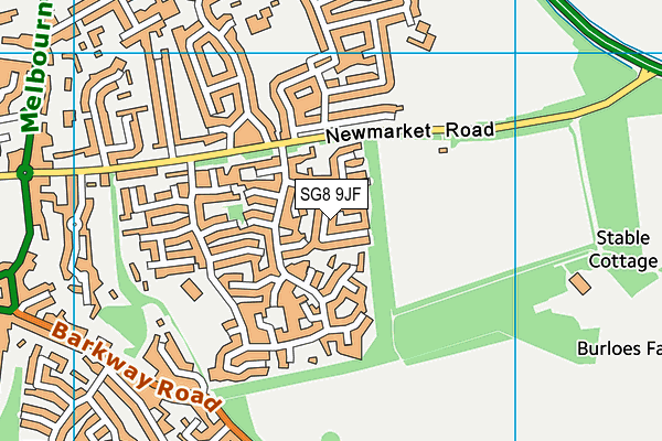 SG8 9JF map - OS VectorMap District (Ordnance Survey)