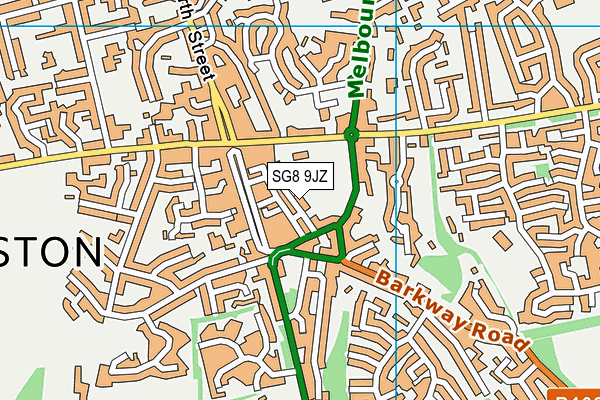 SG8 9JZ map - OS VectorMap District (Ordnance Survey)