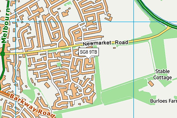 SG8 9TB map - OS VectorMap District (Ordnance Survey)