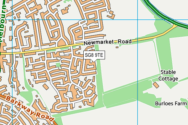 SG8 9TE map - OS VectorMap District (Ordnance Survey)