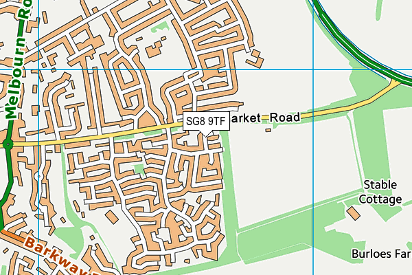 SG8 9TF map - OS VectorMap District (Ordnance Survey)