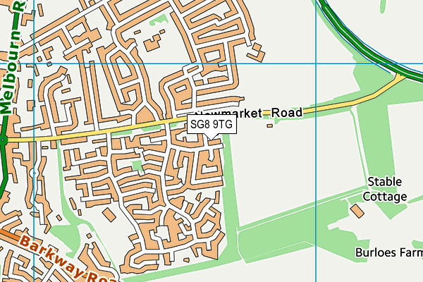SG8 9TG map - OS VectorMap District (Ordnance Survey)