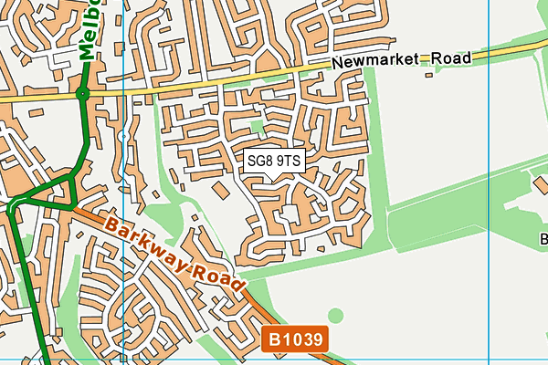 SG8 9TS map - OS VectorMap District (Ordnance Survey)