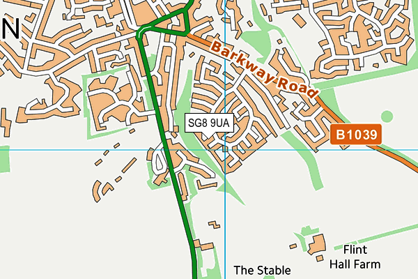 SG8 9UA map - OS VectorMap District (Ordnance Survey)