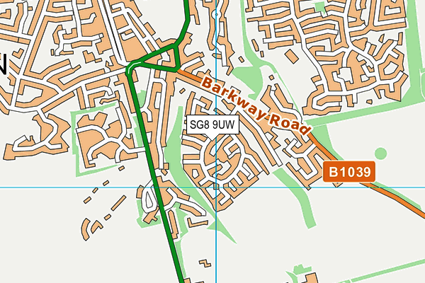 SG8 9UW map - OS VectorMap District (Ordnance Survey)