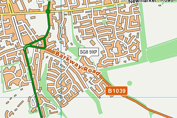 SG8 9XP map - OS VectorMap District (Ordnance Survey)