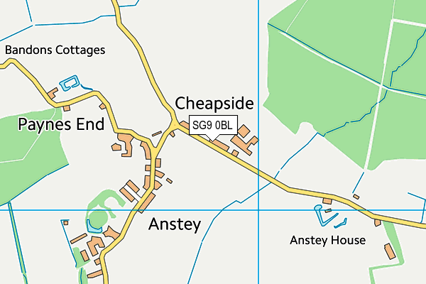 SG9 0BL map - OS VectorMap District (Ordnance Survey)