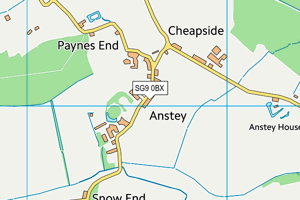 SG9 0BX map - OS VectorMap District (Ordnance Survey)